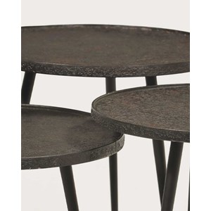 Soccoro - table basse ronde gigogne en métal noir