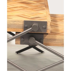 Loft - table basse carrée gigogne en teck motif chevron