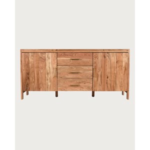 Havena - buffet en bois massif et marbre blanc 180 cm