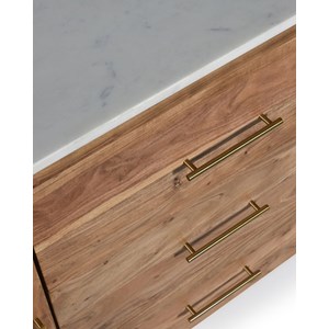 Havena - buffet en bois massif et marbre blanc 180 cm