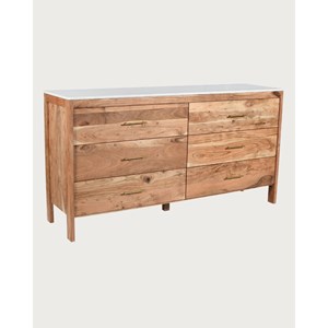 Havena - commode en bois massif et marbre blanc 173 cm