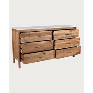 Havena - commode en bois massif et marbre blanc 173 cm