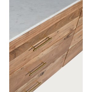 Havena - commode en bois massif et marbre blanc 173 cm