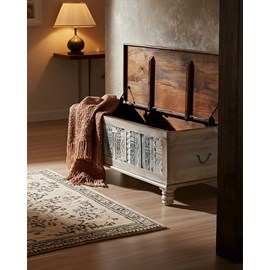 Viva - coffre en bois massif sculpté 120 cm