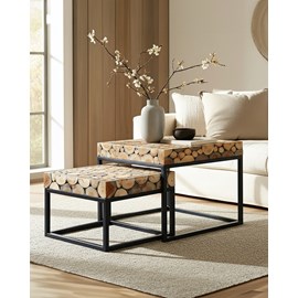 Aïda - table basse carrée gigogne en teck