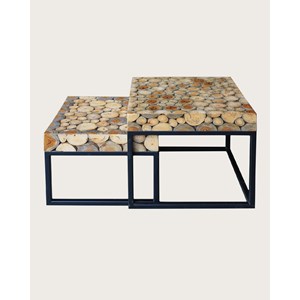 Aïda - table basse carrée gigogne en teck