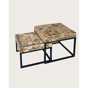 Aïda - table basse carrée gigogne en teck