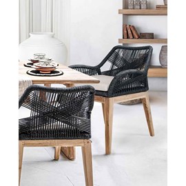 Santorini - lot de 2 chaises santorini en teck massif et cordage gris
