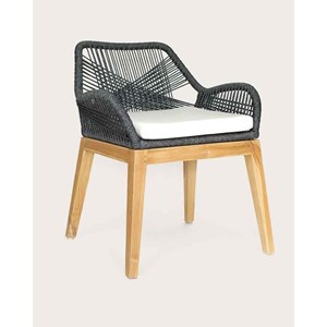 Santorini - lot de 2 chaises santorini en teck massif et cordage gris