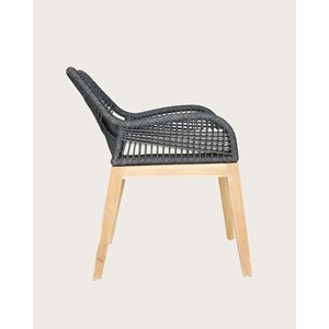 Santorini - lot de 2 chaises santorini en teck massif et cordage gris