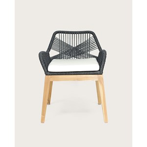 Santorini - lot de 2 chaises santorini en teck massif et cordage gris