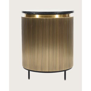 Glory - table d'appoint finition laiton vieilli avec plateau en marbre noir