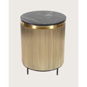 Glory - table d'appoint finition laiton vieilli avec plateau en marbre noir