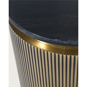 Glory - table d'appoint finition laiton vieilli avec plateau en marbre noir
