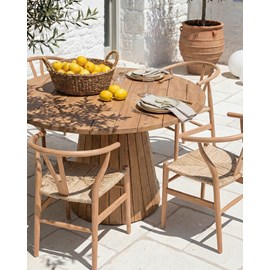 Capelle - table de jardin ronde en teck recycle