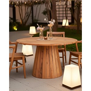 Capelle - table de jardin ronde en teck recycle