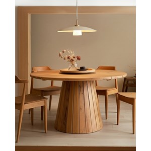 Capelle - table de jardin ronde en teck recycle