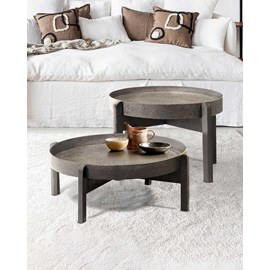 Gaby - table basse ronde gigogne en métal noir