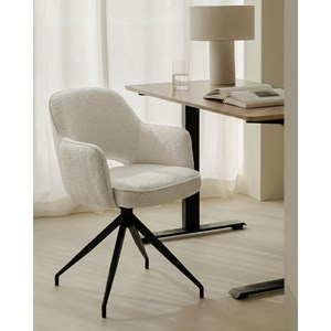 Elba - lot de 2 chaises en tissu beige et pieds métal