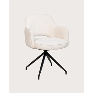 Elba - lot de 2 chaises en tissu beige et pieds métal