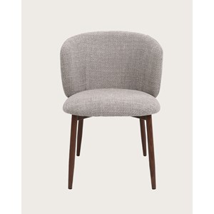 Mila - lot de 2 chaises en tissu taupe et pieds métal