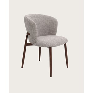 Mila - lot de 2 chaises en tissu taupe et pieds métal