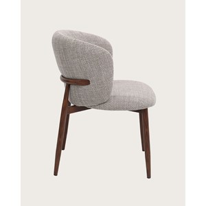 Mila - lot de 2 chaises en tissu taupe et pieds métal