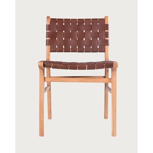 Forma - chaise en bois massif de teck et cuir tressé
