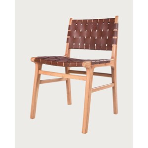 Forma - chaise en bois massif de teck et cuir tressé