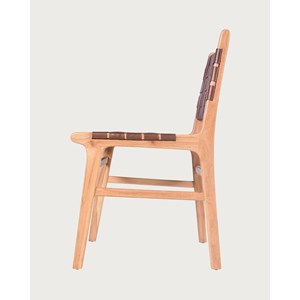 Forma - chaise en bois massif de teck et cuir tressé