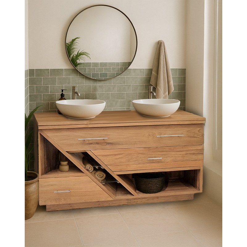 Diva bois - meuble salle de bain en teck 145 cm