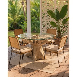 Forest - table de jardin en bois brut de teck sans le plateau de verre