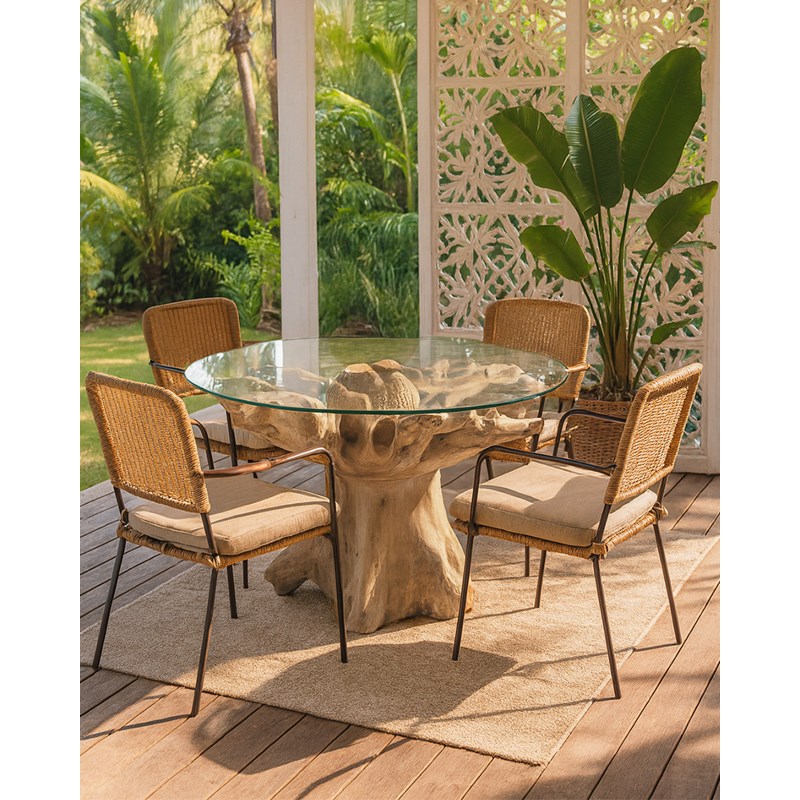 Forest - table de jardin en bois brut de teck sans le plateau de verre
