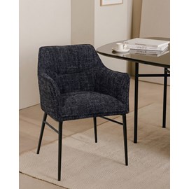 Chacha - lot de 2 chaises en tissu noir et pieds métal