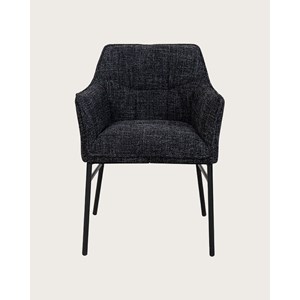 Chacha - lot de 2 chaises en tissu noir et pieds métal