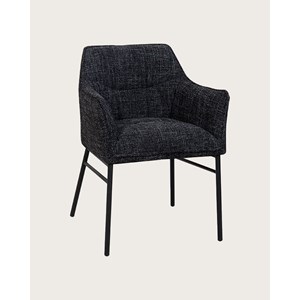 Chacha - lot de 2 chaises en tissu noir et pieds métal