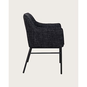 Chacha - lot de 2 chaises en tissu noir et pieds métal