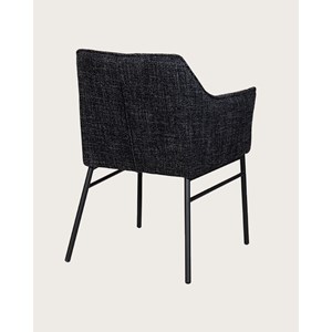 Chacha - lot de 2 chaises en tissu noir et pieds métal