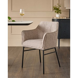 Chacha - lot de 2 chaises en tissu taupe et pieds métal
