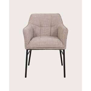 Chacha - lot de 2 chaises en tissu taupe et pieds métal