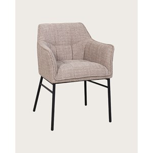 Chacha - lot de 2 chaises en tissu taupe et pieds métal