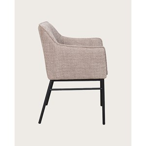 Chacha - lot de 2 chaises en tissu taupe et pieds métal