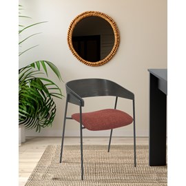 Wisla -lot de 2 chaise wisla en tissu avec dossier en bois et pieds en métal
