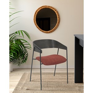Wisla -lot de 2 chaise wisla en tissu avec dossier en bois et pieds en métal