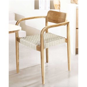 Kimo - lot de 2 chaises kimo en teck massif et corde beige- marron
