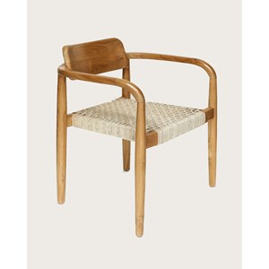 Kimo - lot de 2 chaises kimo en teck massif et corde beige- marron