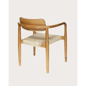 Kimo - lot de 2 chaises kimo en teck massif et corde beige- marron