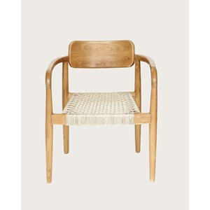 Kimo - lot de 2 chaises kimo en teck massif et corde beige- marron