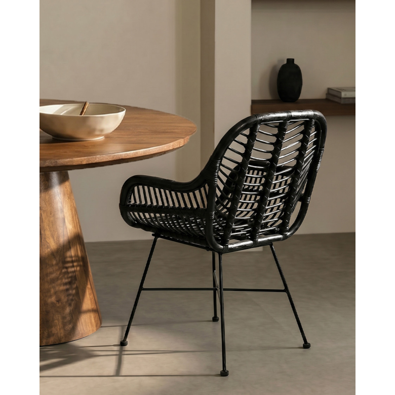 Uniqka - Myko - lot de 4 chaises myko en rotin noir