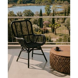 Lot de 4 chaises sapporo - lot de 4 chaises sapporo en rotin noir